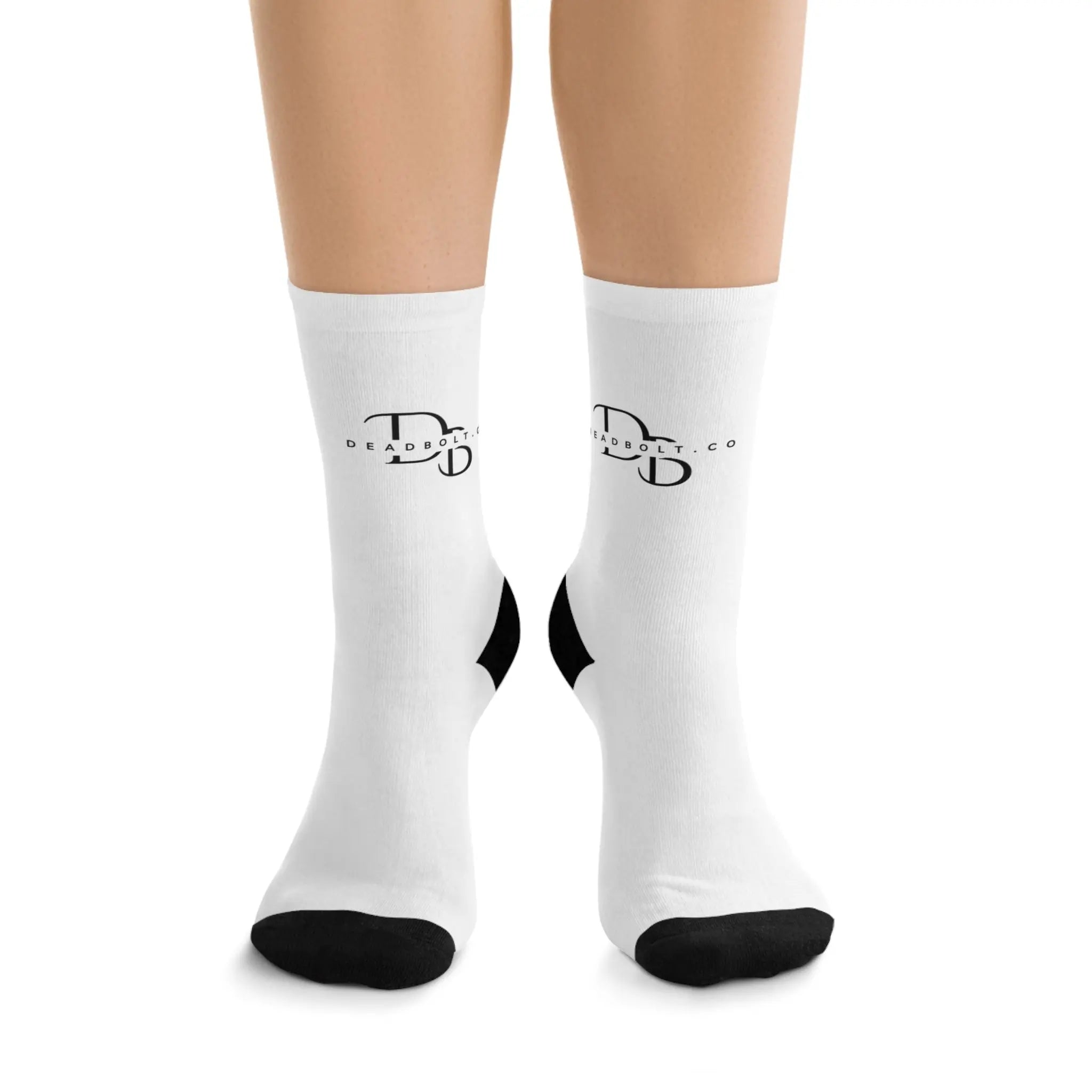 Deadbolt White Poly Socks Printify